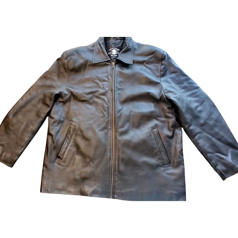 Echtes Leder Real Lamb Skin Leather Coat Jacket‎ Black measures XL #375C
